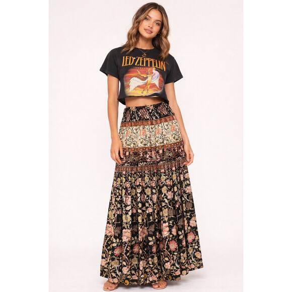 Jen's Pirate Booty Dresses & Skirts - Jen’s Pirate Booty Maxi Skirt Small Boho Floral Tiered India Viscose 42” Length